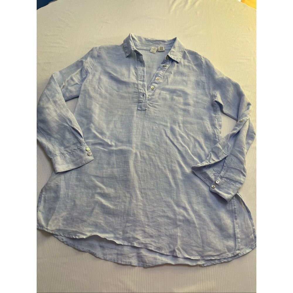 Joie Linen Minimalist Contemporary Lagenlook Coastal Popover Tunic Top Sz Small